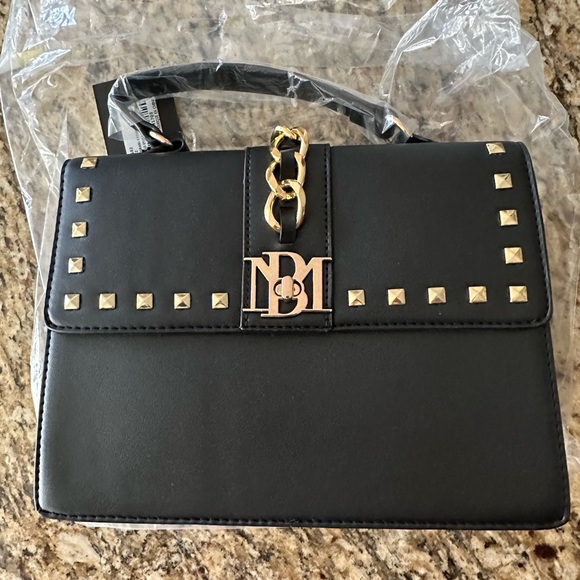 Badgley Mishka Black and Gold Studded Handbag/Shoulder Bag - Picture 9 of 11